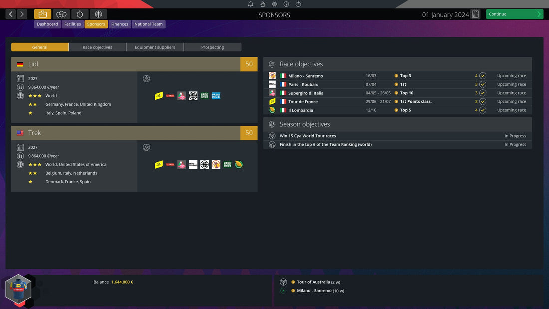 Pro Cycling Manager – feltet i fuld fart under en etape.